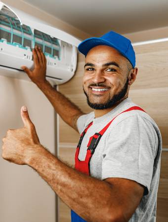 professional repairman installing air conditioner HLXERZ5